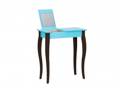 Masuta machiaj cu oglinda, din lemn de fag si MDF Lillo Small Dark Turquoise / Black, L65xl35xH74 cm