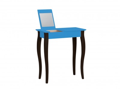 Masuta machiaj cu oglinda, din lemn de fag si MDF Lillo Small Sky Blue / Black, L65xl35xH74 cm