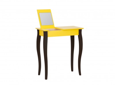 Masuta machiaj cu oglinda, din lemn de fag si MDF Lillo Small Yellow / Black, L65xl35xH74 cm