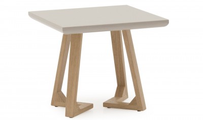 Masuta suport telefon din MDF si lemn de stejar Jenoah Grey / Oak, L55xl55xH54 cm