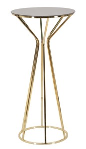 Masuta suport telefon din sticla si metal, Simple Medium Auriu, Ø40xH80 cm