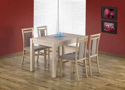 Set masa extensibila din pal si MDF Maurus Stejar Sonoma + 4 scaune Hubbard 8 Grej / Stejar Sonoma, L118-158xl75xH76 cm