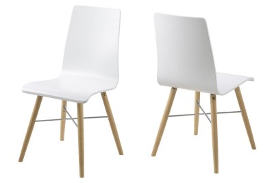 Set 4 scaune din plastic si lemn Milton White 