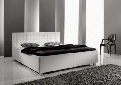 Pat tapitat cu piele ecologica Mylife III Alb