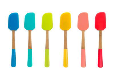 Set 18 spatule din silicon si bambus, Multicolor