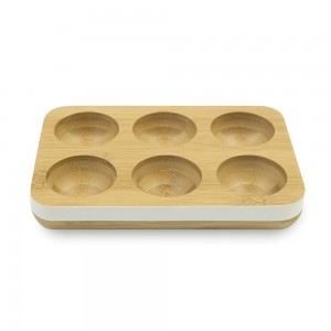 Suport pentru depozitare 6 oua, Bambus, White, NBA108