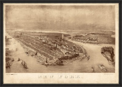 Tablou Framed Art New York 1874 Birdeye Map