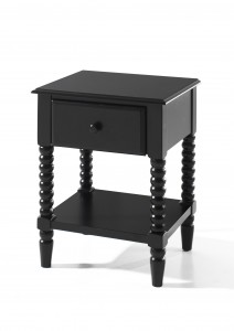 Noptiera din lemn de pin si MDF cu 1 sertar pentru copii Alana Negru, l48,2xA40,7xH61 cm