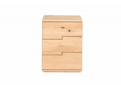 Noptiera din lemn de stejar, cu 3 sertare, Nevisio Natural, l50xA40xH56 cm