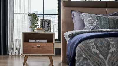 Noptiera din pal, cu 1 sertar Mayer Alb / Stejar, l50,2xA45xH51,1 cm