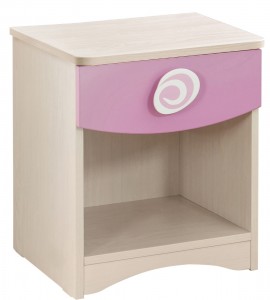 Noptiera din pal cu 1 sertar, pentru copii Little Princess Pink / Nature, l40xA41xH47 cm