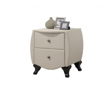 Noptiera tapitata cu stofa, cu 2 sertare Abella Light Beige, l52xA46,5xH62,5 cm