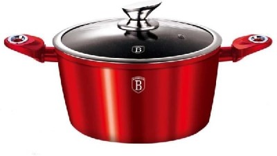 Oala din aluminiu cu invelis antiaderent de marmura si capac, Ø24 cm, 4,1L, Metallic Line Burgundy