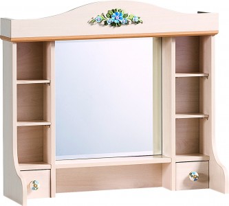 Oglinda decorativa cu 2 sertare din pal, pentru copii si tineret, Flora Natur, l76xH72 cm