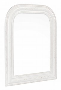 Oglinda decorativa cu rama din lemn de Paulownia, Miro G Alb Antichizat, l50xH60 cm