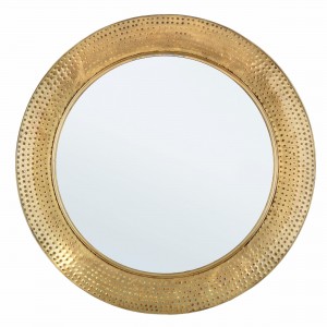 Oglinda decorativa cu rama metalica, Adara Round Antichizat, Ø80 cm
