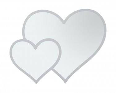 Oglinda decorativa cu rama metalica, Double Heart Alb, l65xH50 cm