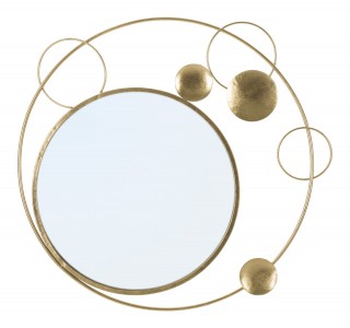 Oglinda decorativa cu rama metalica, Planet Auriu, l90xH83 cm
