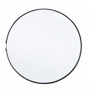 Oglinda decorativa cu rama metalica, Zeina Round Negru, Ø66 cm