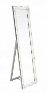 Oglinda decorativa de podea cu rama din lemn de Paulownia, Miro ST Alb Antichizat, l40xH160 cm