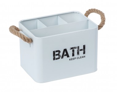 Organizator metalic pentru cosmetice, 4 compartimente, Gara Alb, l19xA13xH12,5 cm