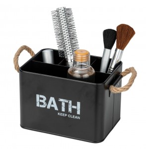 Organizator metalic pentru cosmetice, 4 compartimente, Gara Negru, l19xA13xH12,5 cm