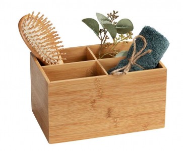 Organizator pentru cosmetice, 4 compartimente, din bambus, Terra Natural, l22xA14xH12 cm