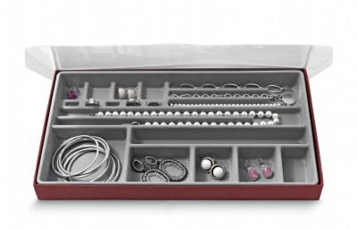 Organizator pentru sertar cu 19 compartimente, Jewel Gri, l37xA21,5xH3,5 cm