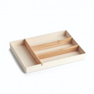 Organizator pentru tacamuri, cu 4 compartimente, din fibre de bambus, Cutlery Natural, L33xl25xH3,8 cm