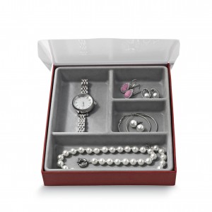 Organizator pentru sertar cu 4 compartimente, Jewel Gri, l18,5xA21,5xH3,5 cm