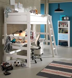 Pat Freebird, cu scara inclinata, din lemn de Pin, White