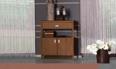 Dulap din lemn masiv de fag Minimal 850 1S2D nuc, l85xA45xH100 cm