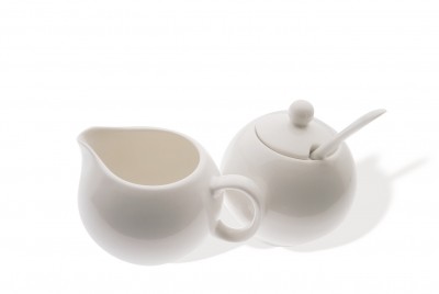 Set 2 piese, Zaharnita si latiera White Basics European Alb, Portelan