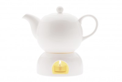 Ceainic cu incalzitor White Basics Teapot Alb, Portelan, 1l