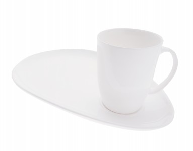 Cana cu farfurie White Basics Alb, Portelan