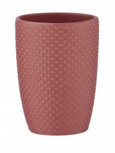 Pahar pentru periuta de dinti, din ceramica, Punto Roz Inchis, Ø8xH11 cm