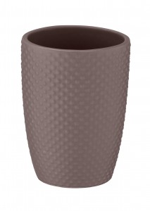 Pahar pentru periuta de dinti, din ceramica, Punto Taupe, Ø8xH11 cm