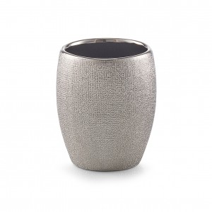 Pahar pentru periuta din ceramica, Glitter Silver, Ø 8,1xH9,8 cm