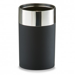 Pahar pentru periuta din plastic si inox, Black matte, Ø 6,5xH11 cm