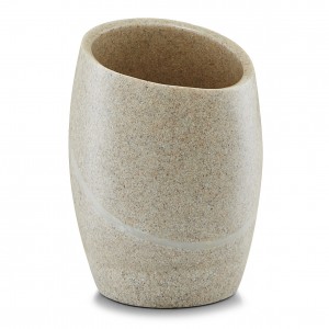 Pahar pentru periuta din polirasina, Stonefinish Beige, l8,4xA8,4xH11 cm