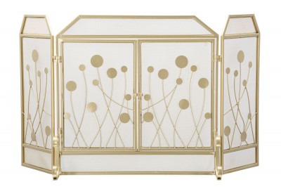 Panou protectie semineu din metal, Glam Auriu, l113xA11,5xH60,5 cm