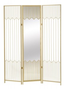 Paravan metalic cu oglinda Lille Gold, l120xA2,5xH165 cm