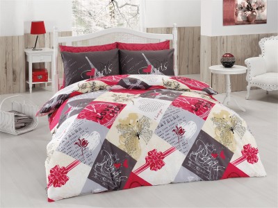 Lenjerie de pat Ranforce Paris V1 Fucsia