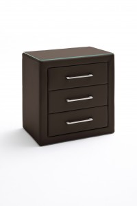 Noptiera tapitata Paso Boxspring Maro cu ventilatie activa, l57xA38xH61 cm