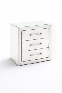 Noptiera tapitata Paso Boxspring Alb cu ventilatie activa, l57xA38xH61 cm