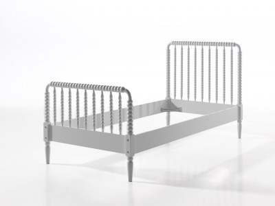 Pat din lemn de pin si MDF pentru copii Alana Alb, 200 x 90 cm