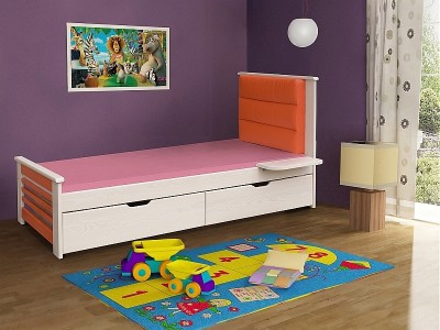 Pat din lemn de pin cu 2 sertare pentru copii Matylda, 200 x 90 cm