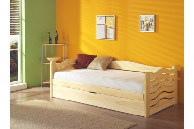 Pat din lemn de pin cu sertar, pentru copii Olga, 200 x 90 cm