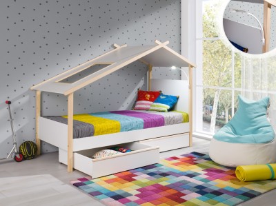 Pat din lemn masiv de pin pentru copii Rosana