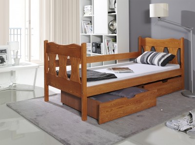 Pat din lemn de pin cu 2 sertare pentru copii Verona, 200 x 90 cm